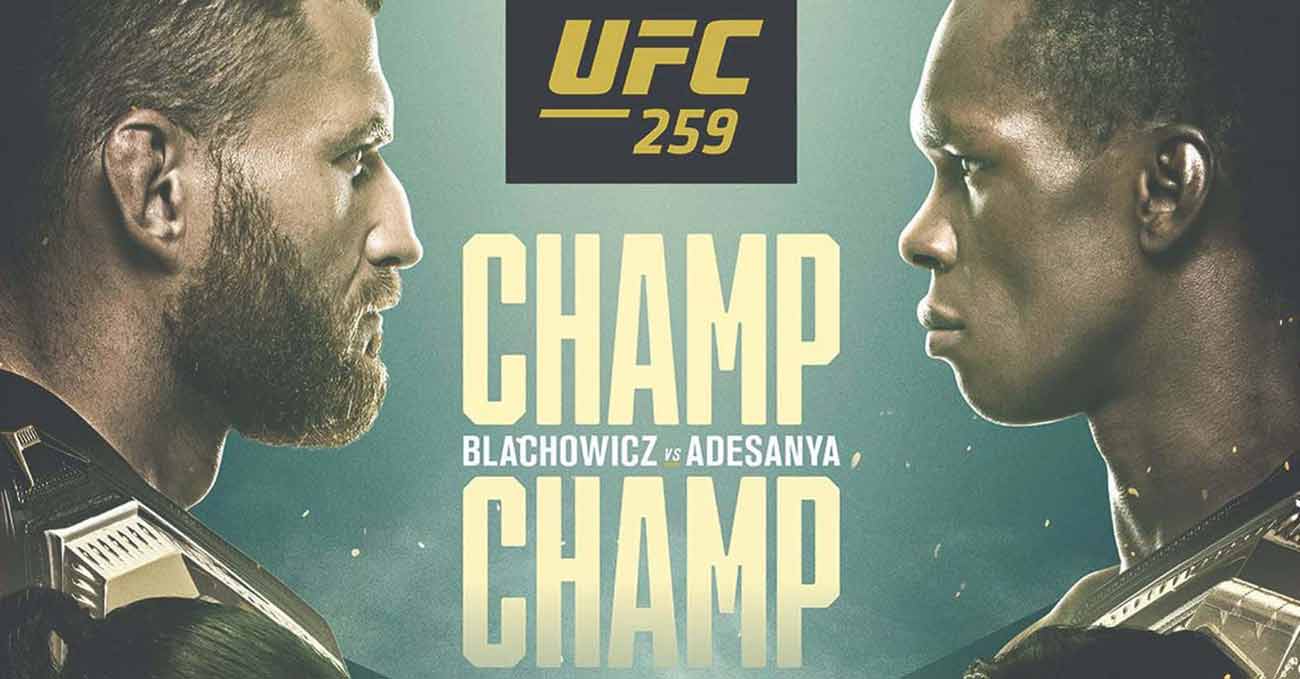 Jan Blachowicz vs Israel Adesanya full fight video UFC 259 poster