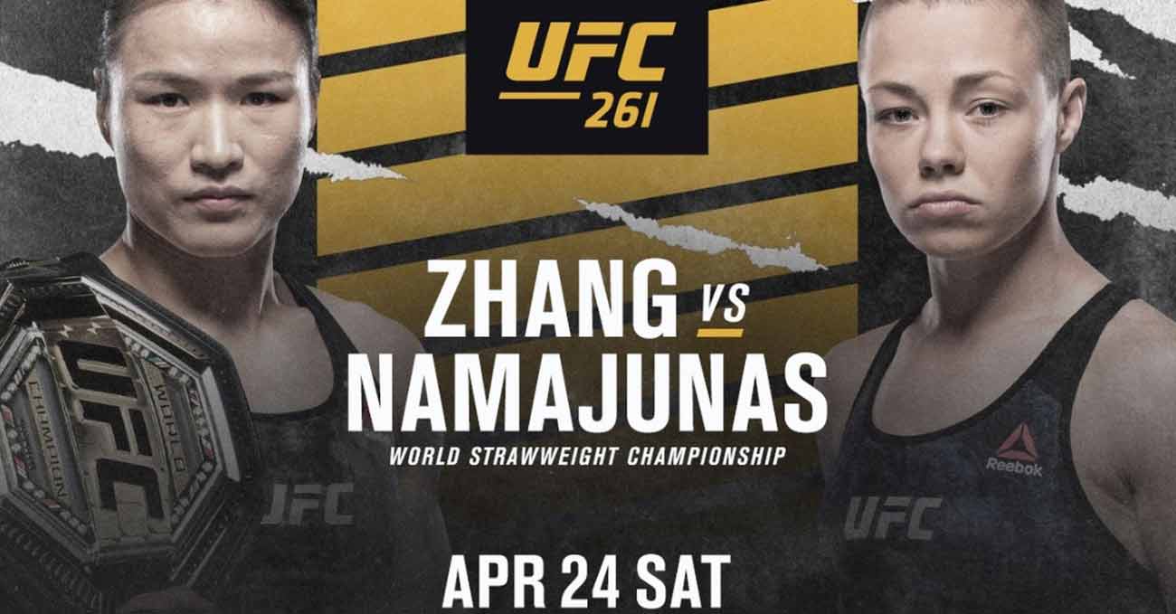 Weili Zhang vs Rose Namajunas full fight video UFC 261 poster