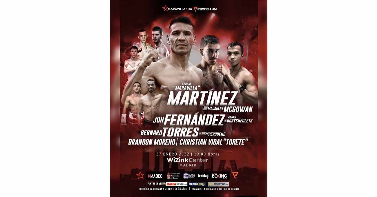 Sergio Gabriel Martinez vs Macaulay McGowan full fight video poster 2022-01-27