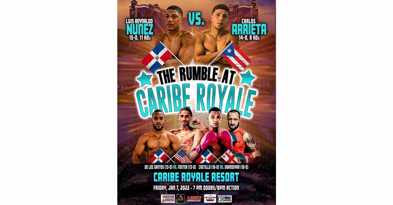 Luis Reynaldo Nunez vs Carlos Arrieta full fight video poster 2022-01-07