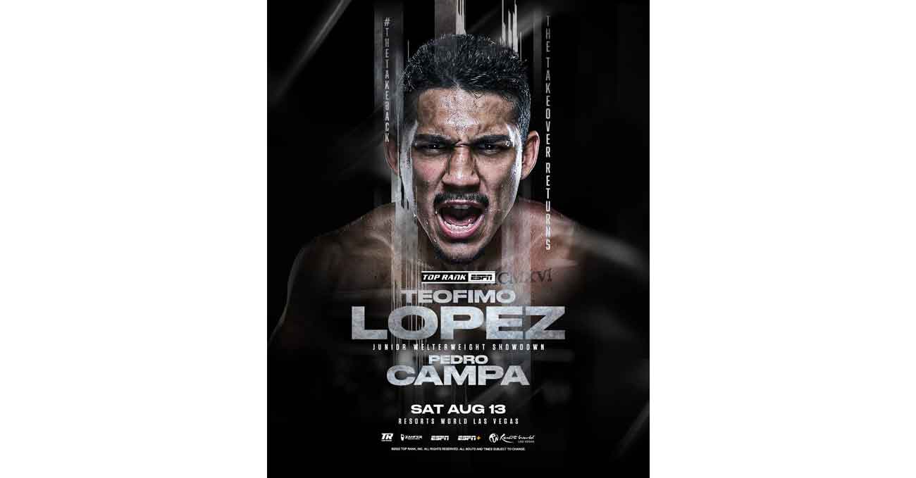 Teofimo Lopez vs Pedro Campa full fight video poster 2022-08-13