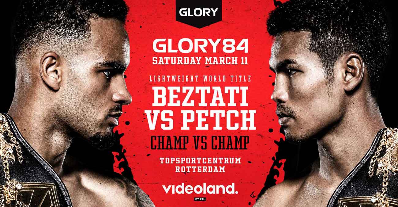 Tyjani Beztati vs Petchpanomrung Kiatmookao full fight video Glory 84 poster