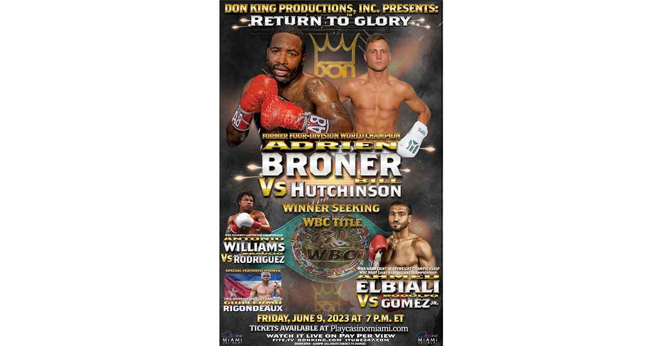 Adrien Broner vs Bill Hutchinson full fight video poster 2023-06-09