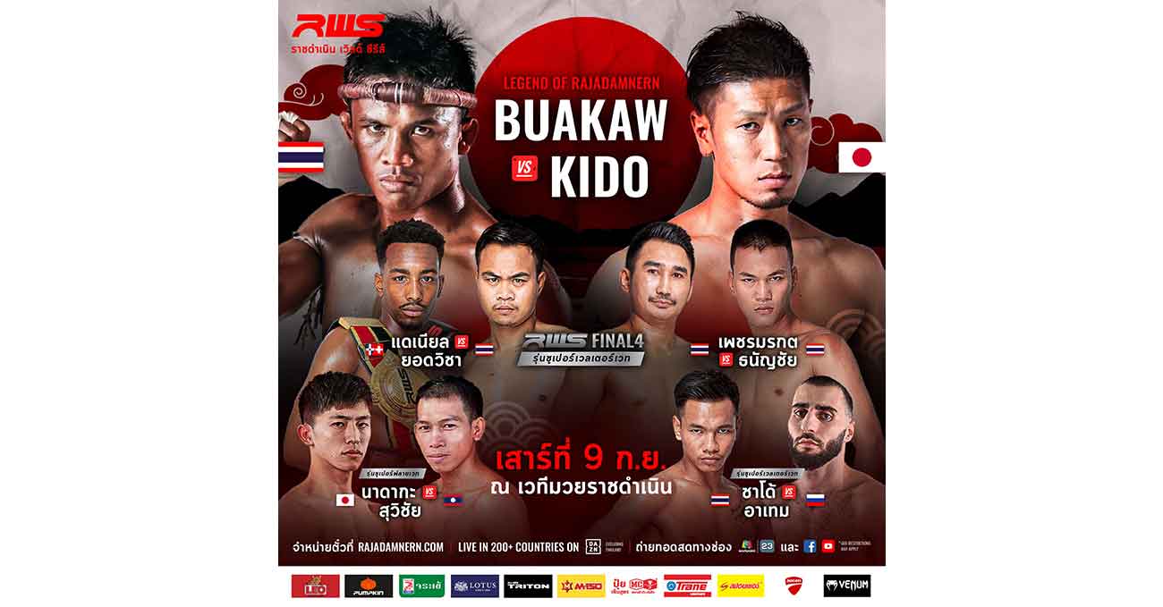 Buakaw Banchamek vs Yasuhiro Kido full fight video RWS Legend of Rajadamnern poster