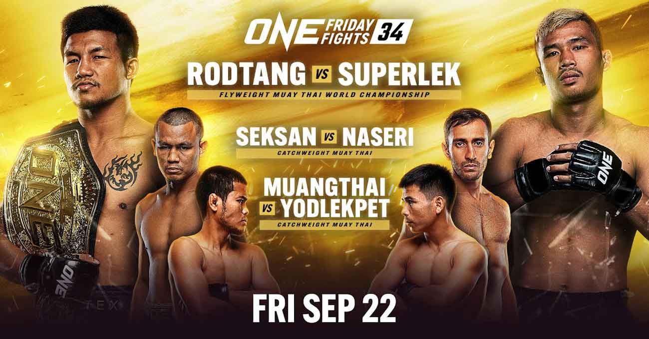 Rodtang Jitmuangnon vs Superlek Kiatmuu9 full fight video ONE Friday Fights 34 poster