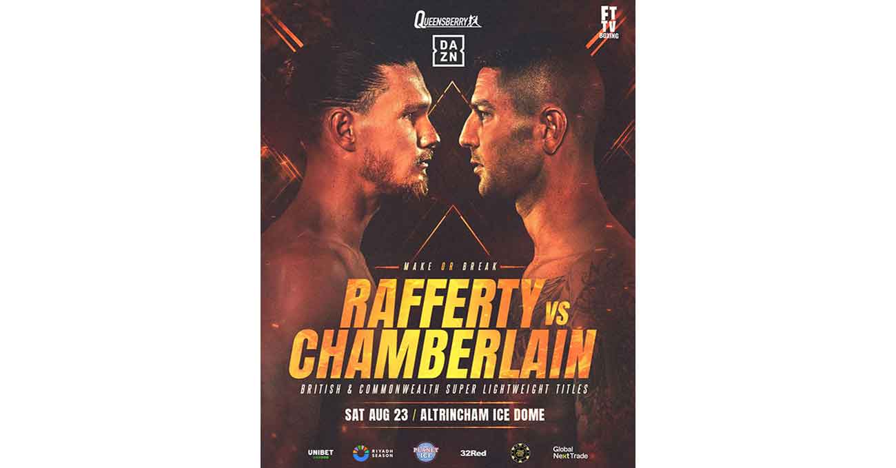 Jack Rafferty vs Mark Chamberlain full fight video poster 2025-08-23
