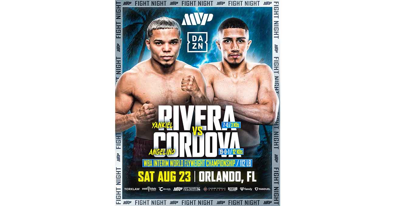 Yankiel Rivera vs Angelino Cordova full fight video poster 2025-08-23