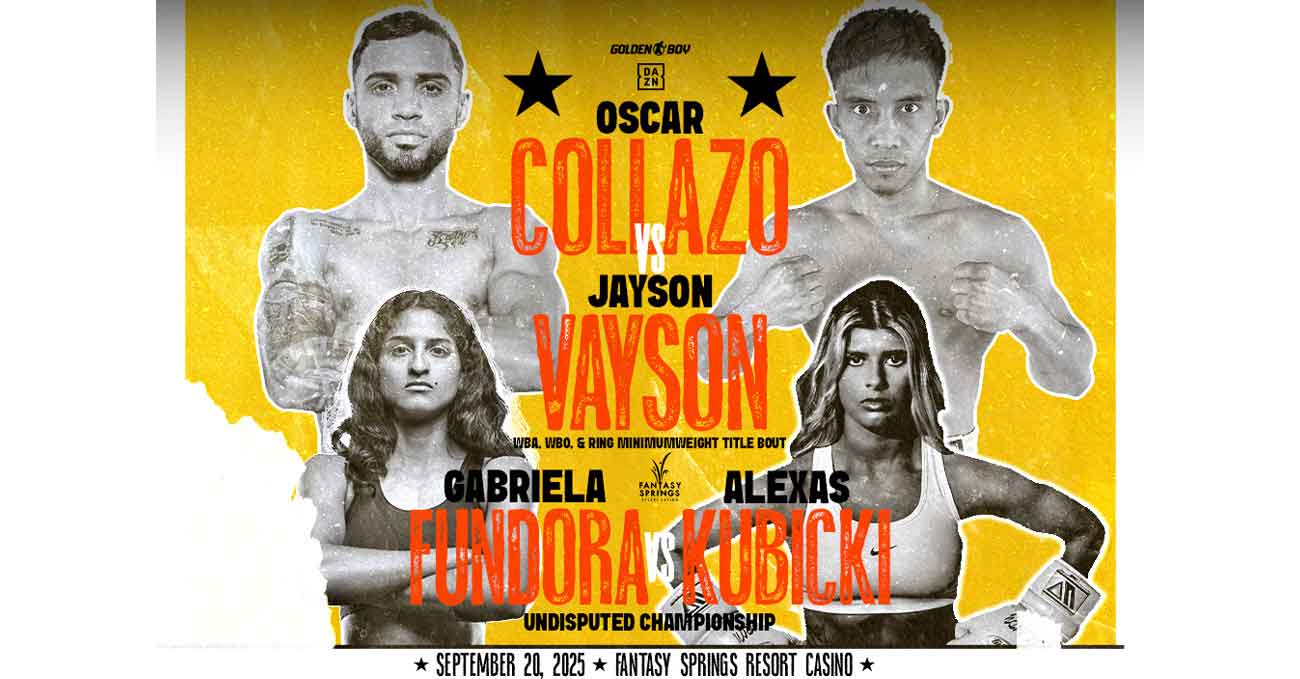 Oscar Collazo vs Jayson Vayson full fight video poster 2025-09-20
