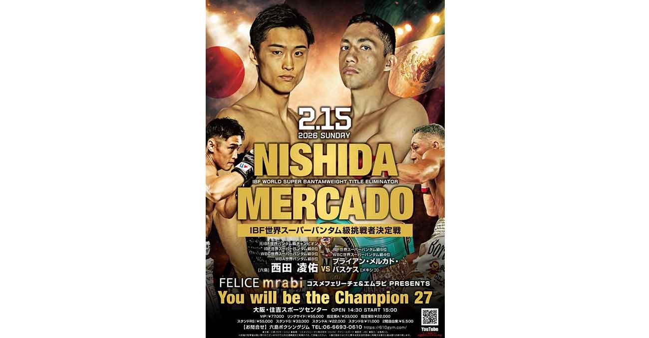 Ryosuke Nishida vs Bryan Mercado Vazquez full fight video poster 2026-02-15