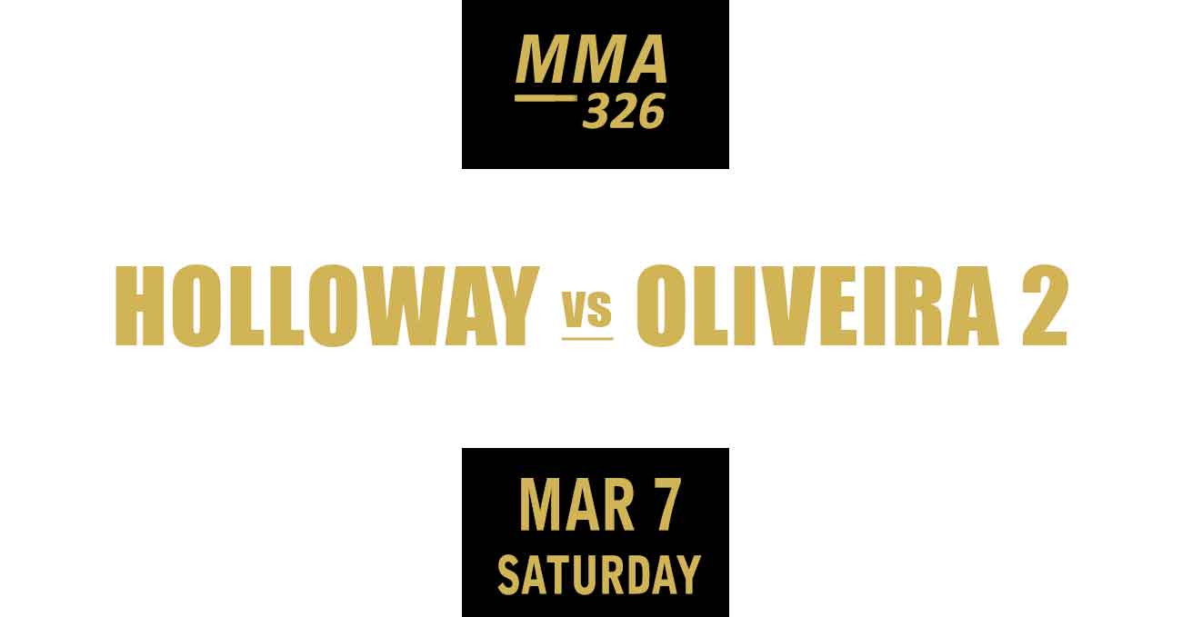Max Holloway vs Charles Oliveira 2 full fight video Ufc 326 poster by Atbf