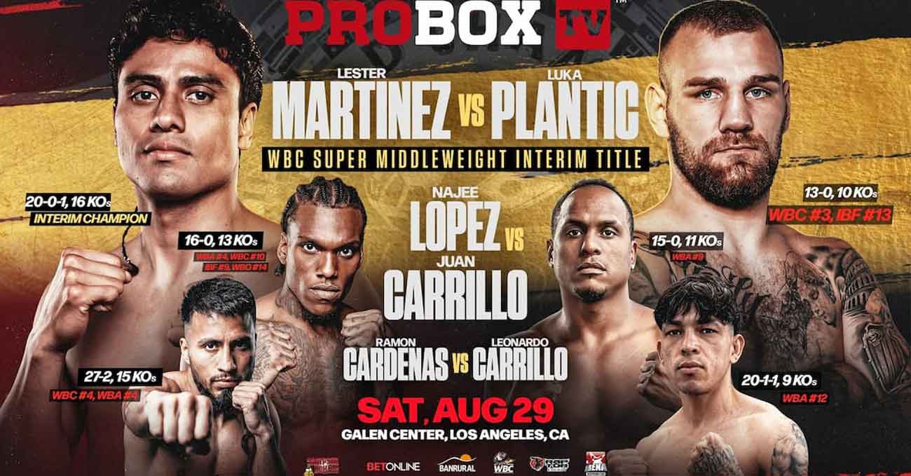 Lester Martinez vs Luka Plantic full fight video poster 2026-08-29