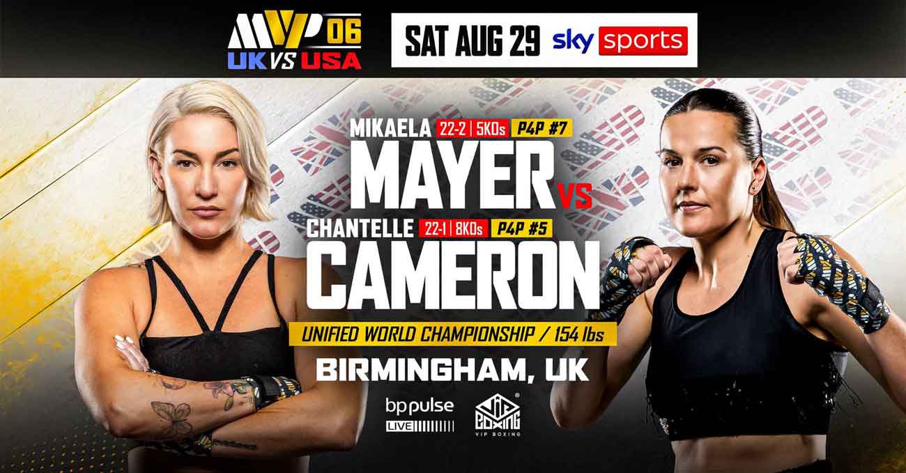 Mikaela Mayer vs Chantelle Cameron full fight video poster 2026-08-29